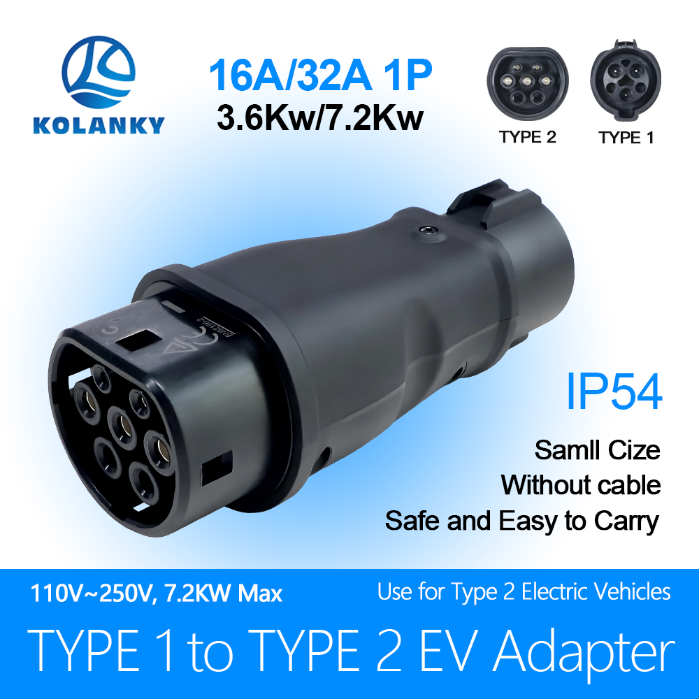 Ev Charger Adapter - Kolanky Type1 to Type2 EV Charger