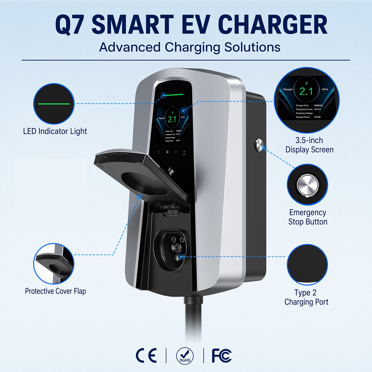 7.4KW Type2 EV Charger Socket  - đánh giá và giá Wallbox Ev